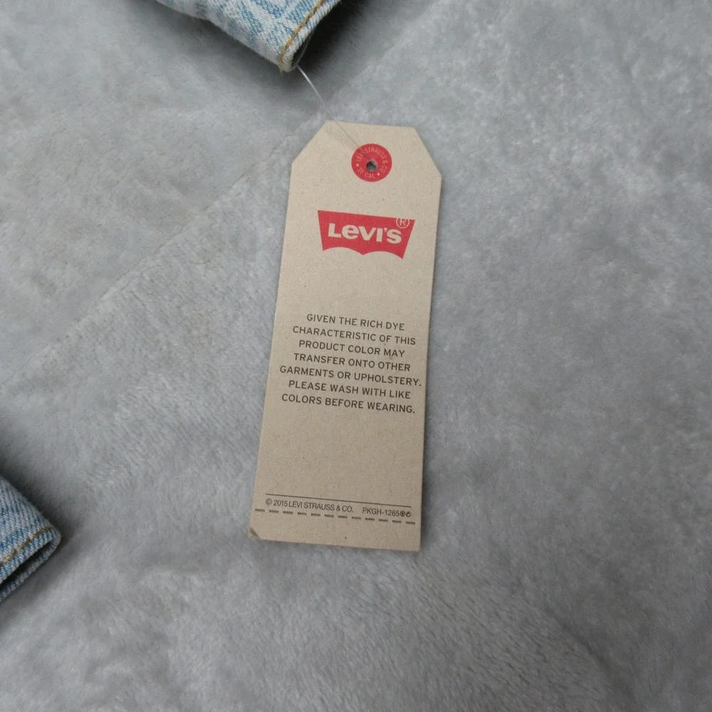 Levis Denim Jacket Kids‎ Medium 10-12 Blue All Over Print Logo Trucker Jean NEW
